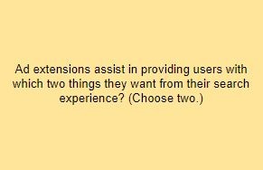 Ad extensions assist in providing users with which two things they want from their search experience? (Choose two.)