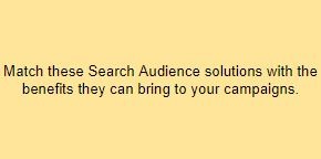 Match these Search Audience solutions with the benefits they can bring to your campaigns.